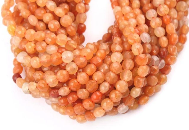 Naturel AAA Cornaline Pierre 3mm-4mm Pièce Forme Checker Coupe Facettes Perles