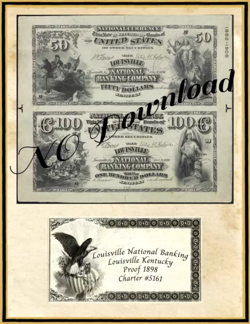COPY 1898 Proof $50 - $100 The First Natl Bank of Louisville  Kentucky #5161