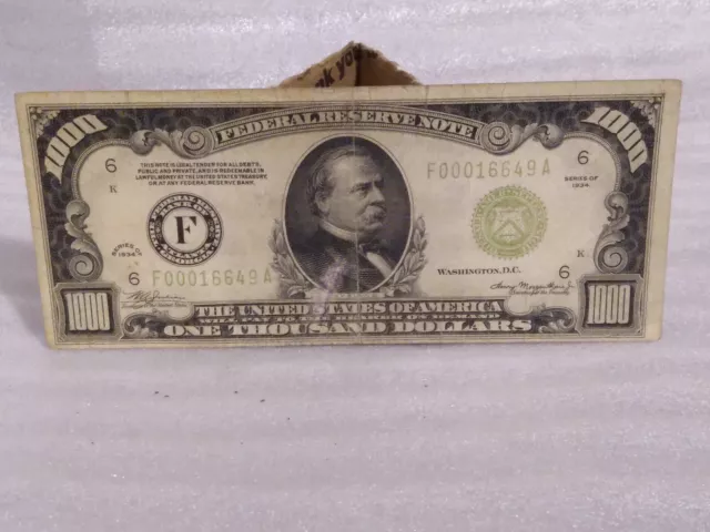 Series 1934 Federal Reserve Note $1000 Bank Of Atlanta