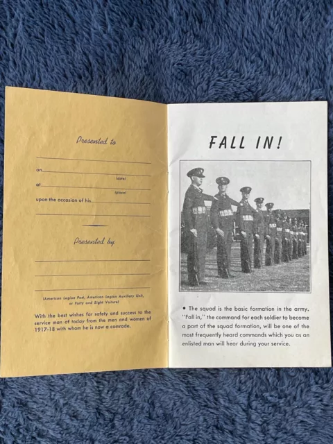 Vintage WWII "FALL-IN" Booklet for Service Men Presented by the American Legion 2