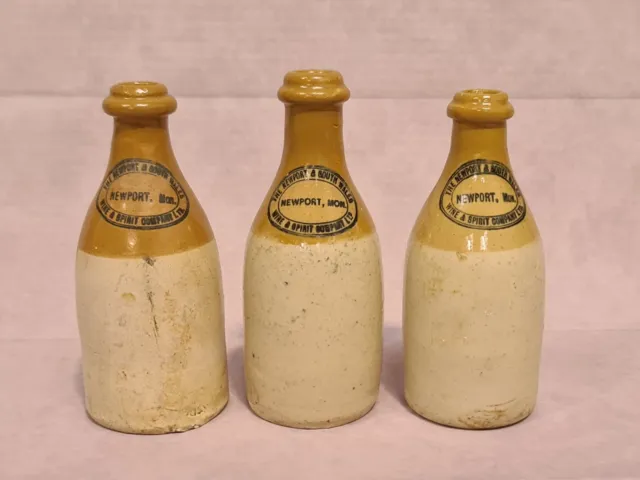 X3 Vintage / Antique Ginger Beer Bottles Newport Mon. South Wales