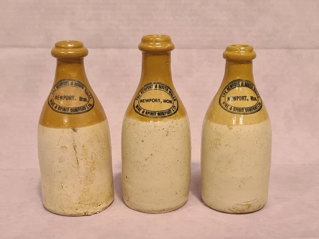 X3 Vintage / Antique Ginger Beer Bottles Newport Mon. South Wales