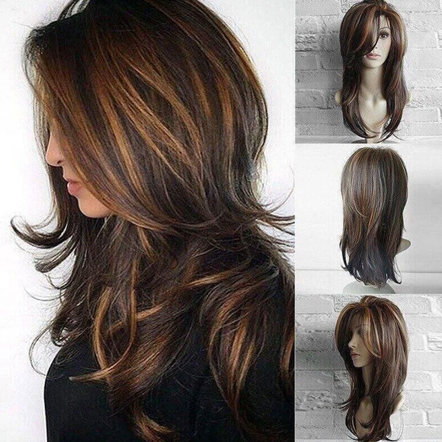 Perruque Longue Et Raide Pour Femme - Cheveux Humains Synthétiques - Magnifique - Neuf Avec étiquettes