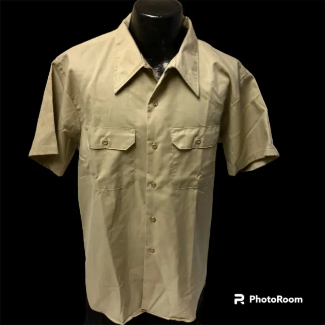 NOS New Vtg 70's JCPenney BIG MAC Khaki Work Wear WORKER Shop Button Up Shirt XL