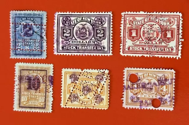 Six STATE OF NEW YORK ~ STOCK TRANSFER TAX REVENUE STAMPS