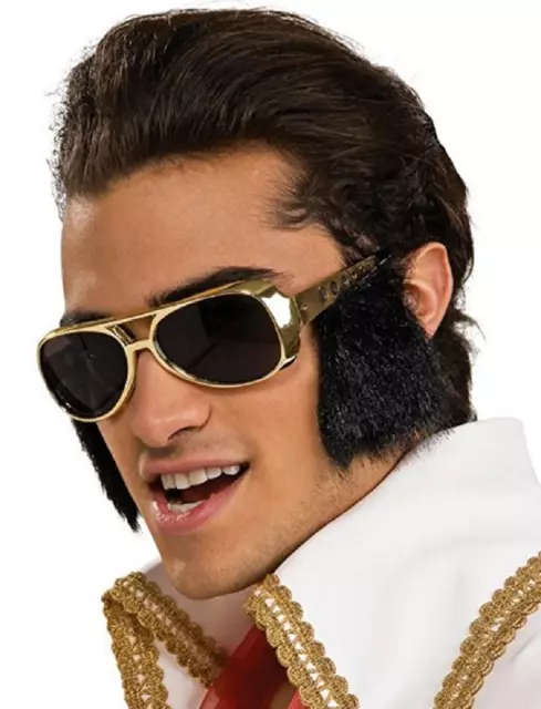 Elvis Sunglasses Sideburns 50's Gold Aviator Halloween Adult Costume Accessory
