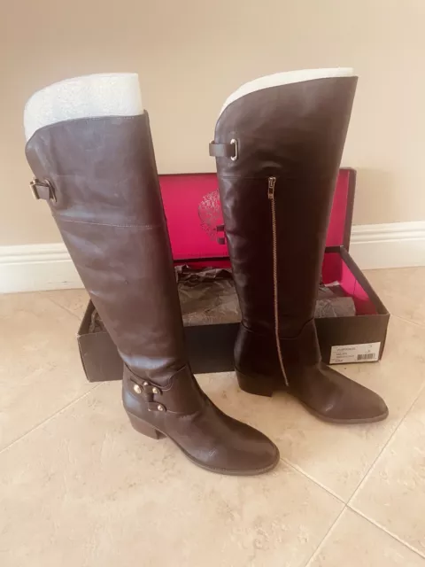 Vince Camuto Brooklee Over The Knee Riding Boots Sz 12 Brown Leather Buckle