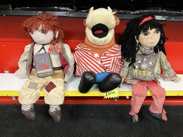 Vintage Rosie and Jim rag dolls  from Ragdoll series -  70cm/30  inch