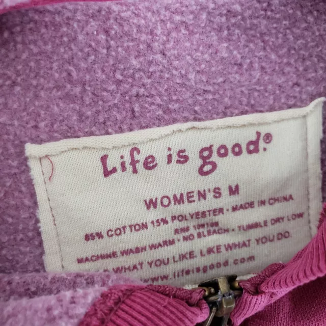 Life Is Good Hoodie Womens Medium Pink Sweater Full Zip Outdoor Beach New 2