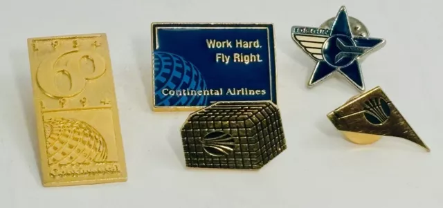 Continental Airlines Lapel Pin Lot Of 5