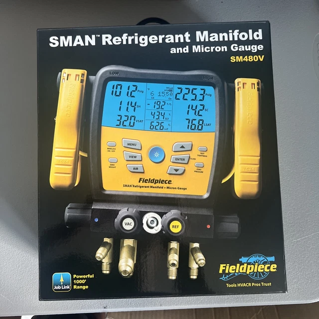 Fieldpiece SM480V 4-port SMAN Refrigerant Manifold With Micron Gauge *NEW* Fieldpiece SM480V 4-port SMAN Refrigerant Manifold With Micron Gauge *NEW*