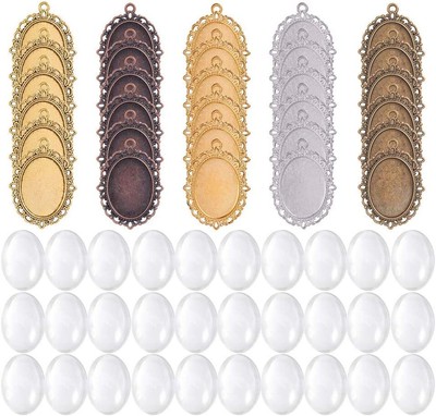 Pandahall Elite 5 Sets Antico Dorato 18 millimetri Cabochon in Vetro Trasparente con Cupola e 79x30mm Segnalibro Cabochon impostazioni per Fai da Te Ritratto in Lega Segnalibro 