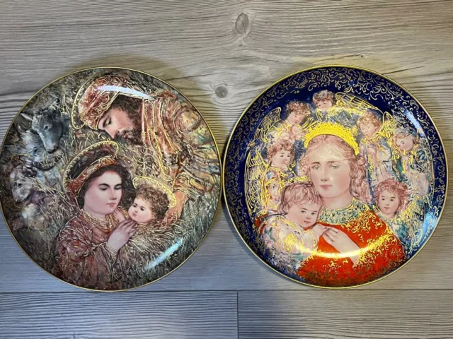 EDNA HIBEL Collectors Plates  1985 “The Angels Message” & 1990 "THE Nativity"