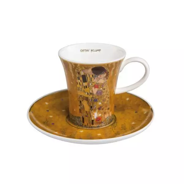 Gustav Klimt Espressotasse mit UT DER KUSS Goldrand H. 8cm Goebel Porzellan