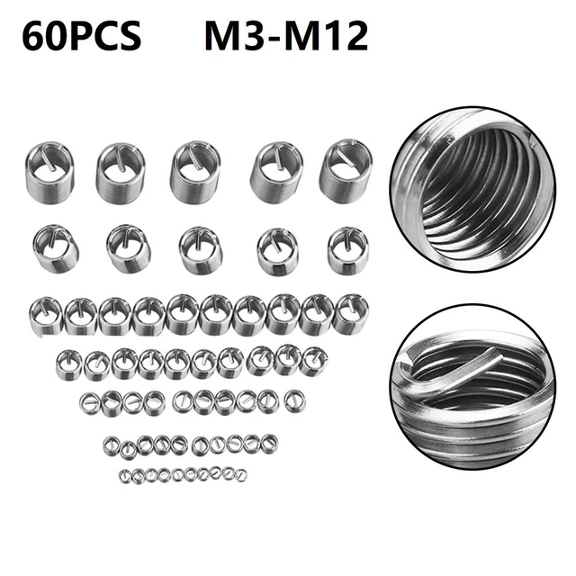 Réparation de Filetage Insertion 304 Câble Fils 60pcs / Set Outil Argent