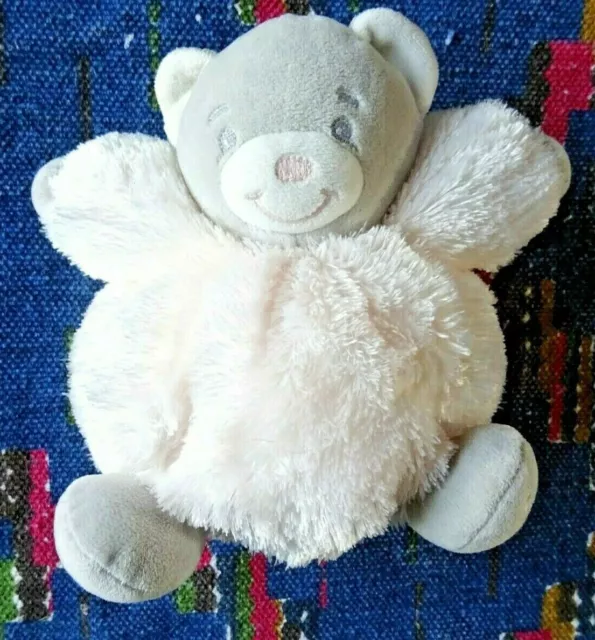 Cb/ Doudou Peluche Boule Kaloo Ours Fourrure Gris Rose Pale 16 Cm Exc Etat