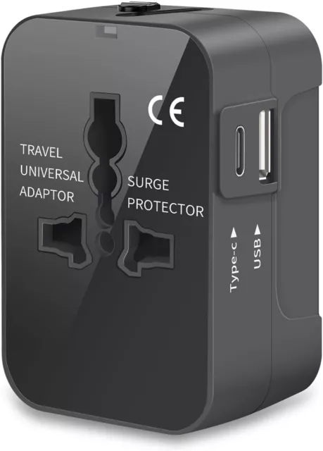 Adaptador de Enchufe de Viaje Universal USB C Adaptador de Enchufe