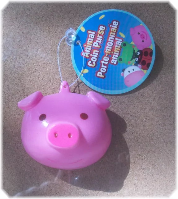 Pink Cute Happy Pig Novelty Coin Purse New W/ Tags --- piggy/hog