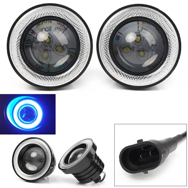 Lampada fendinebbia 2,5" proiettore LED angolo occhio alone anello guida blu