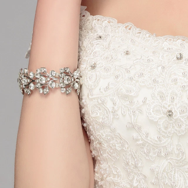 Sposa Oreficeria Argento Bracciale con Fiori Design Matrimonio Sposa Accessori
