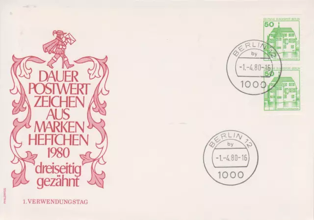 FDC Ersttagsbrief Dauerpostwertzeichen aus Markenheftchen 1980