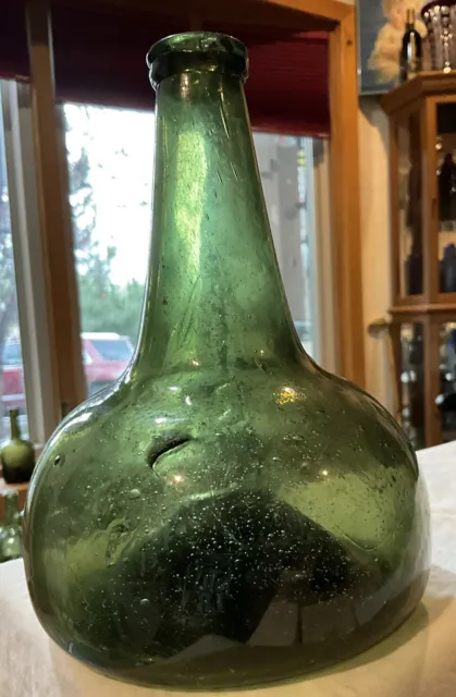 Black Glass Dutch Onion Bottle Early 1700’s From Guyana