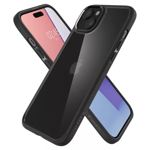Spigen iPhone 15 Hülle Schutz Case Clear Schwarz Ultra hybrid Durchsichtig Cover
