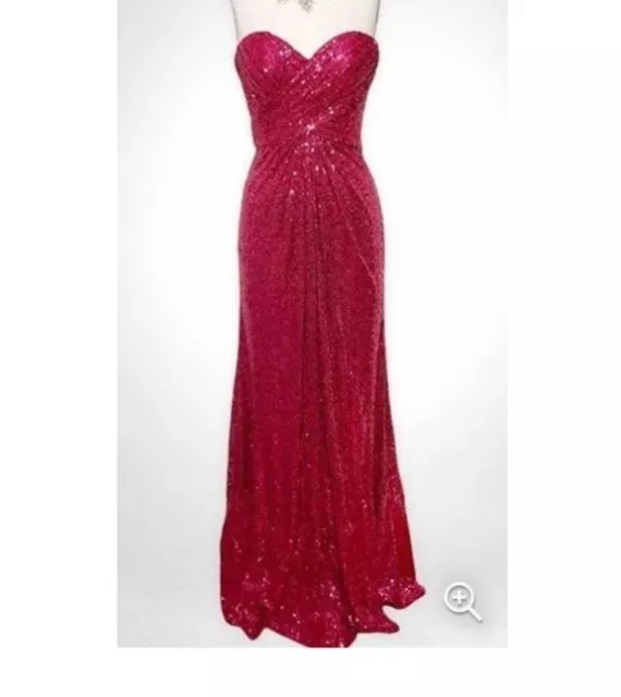 La Femme Pink Sequins Strapless Gown Rhinestones Mermaid Size 6