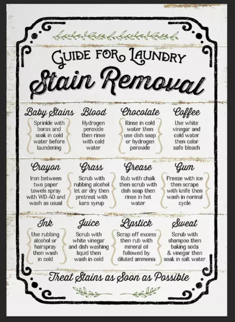 Guide for laundry stain removal metal sign kitchen home utility room fun Gift