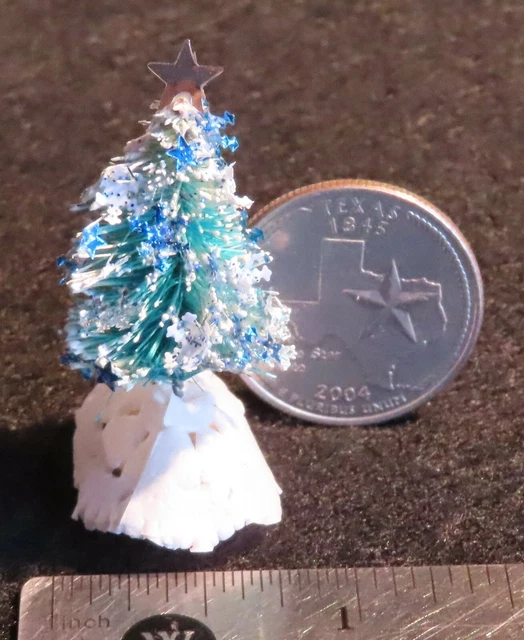 Christmas Tree Blue Glitter for Table Top 1:12 Banner LAST Paper Doily #2207