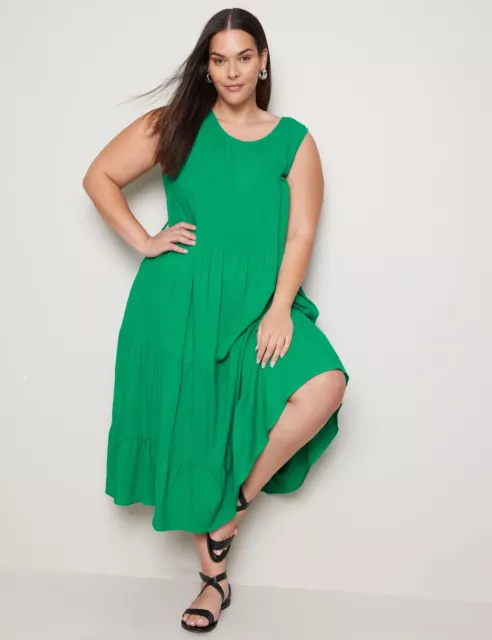 AUTOGRAPH - Plus Size - Womens Dress -  Sleeveless Tiered Midi Summer Dress 2