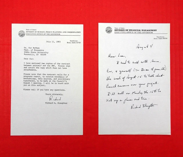 Vintage 1983 Handwritten Letter Idaho Governors Office Hand Written Signed Vtg