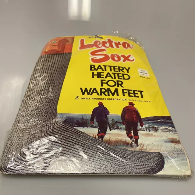 Vintage Lectra-Sox Battery Heated Socks LS-3 (2 Pairs) Size Medium 10-11