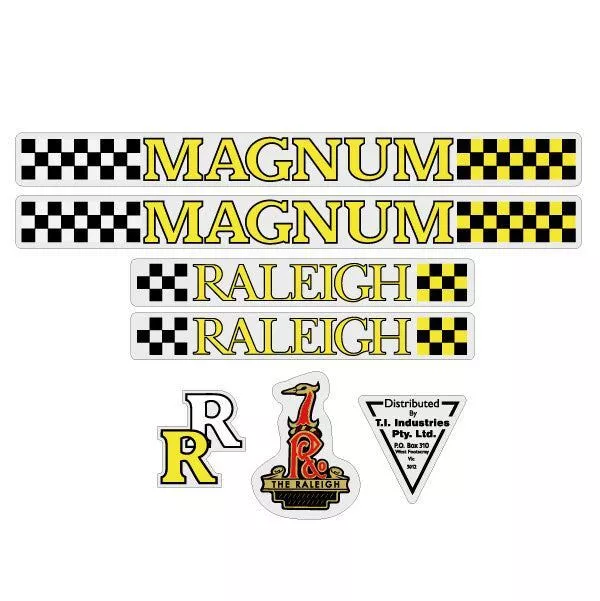 Raleigh - Magnum Yellow Aussie decal set - Old school bmx