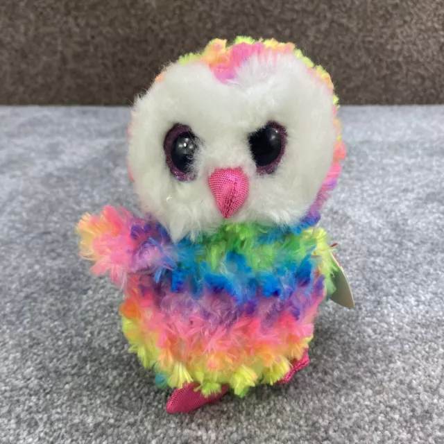 Ty Beanie Boo Owen The Owl Multi Bright Version 7” Soft Toy Plush Retired Rare