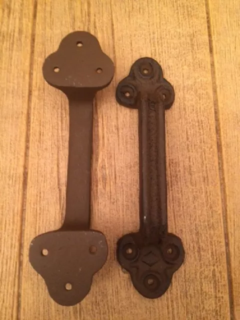 Gate Barn Door Pull Handle Rustic Brown Cast Iron 9" (Set of Two) 05124