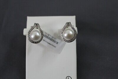 Belle Etoile Claire Earrings Sterling Silver White Pearl CZ 03031410201 NWT