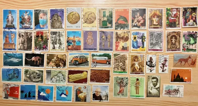 Selection of 50 Malta used stamps mostly recent kiloware