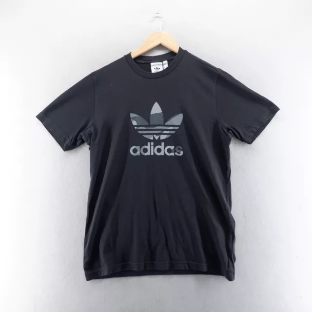 Adidas Mens T Shirt Medium Black Camo Trefoil Logo Graphic Print Short Sleeve*