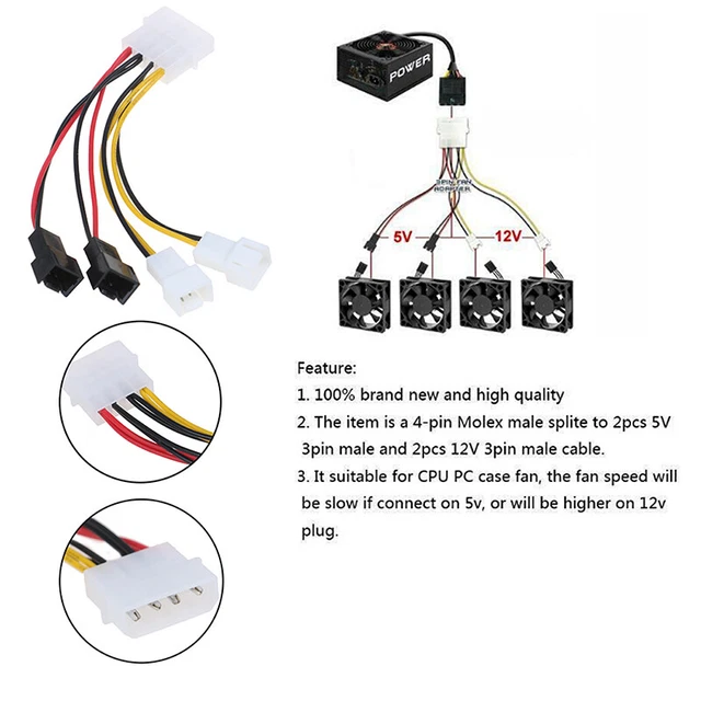 PC 4PIN MOLEX/IDE to 3Pin CPU/Chasis/Case Fan Power Cable Adapter