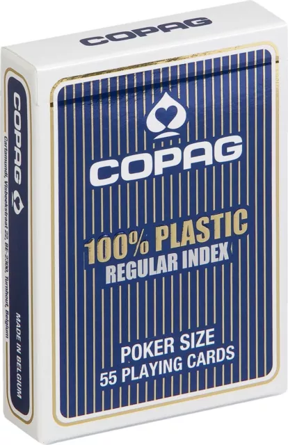 Copag -  Jeu Poker 55 Cartes 100% Plastic Regular Jumbo 2 Index - Étui carton