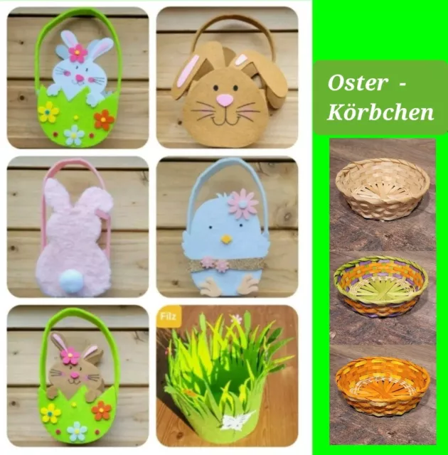 Osterkörbchen Filz Geschenktasche Ostern Osterkorb Bast Deko Tisch Hase Küken