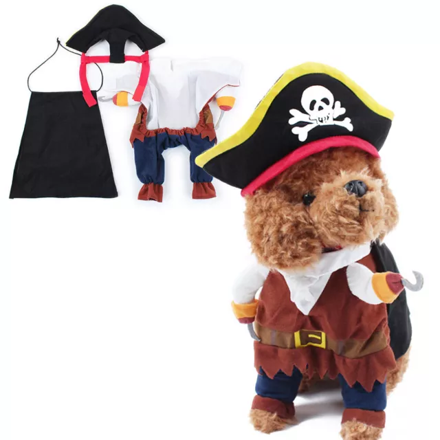 Pet Dog Cat Halloween Pirate Clothes Puppy Caribbean Fancy Dress Cosplay Costume 3