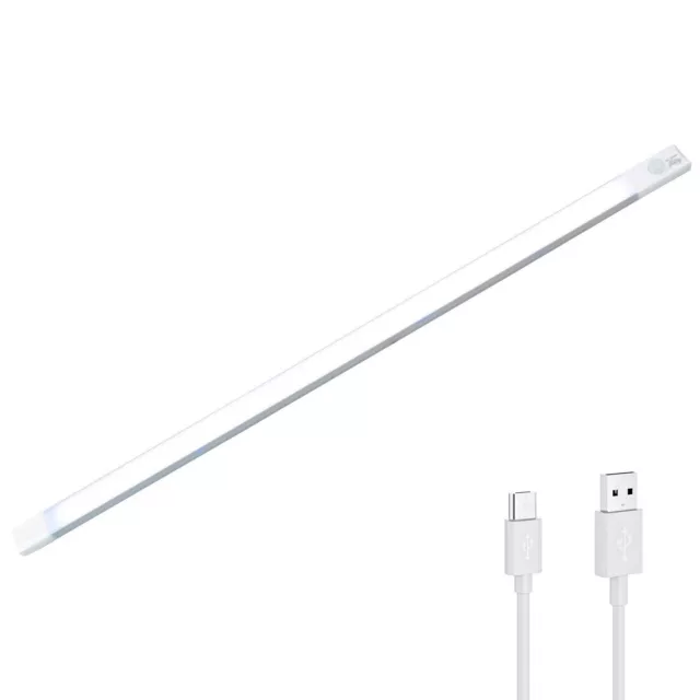 Tira 48 LED luz fría para armario 58cm con sensor de movimiento recargable USB