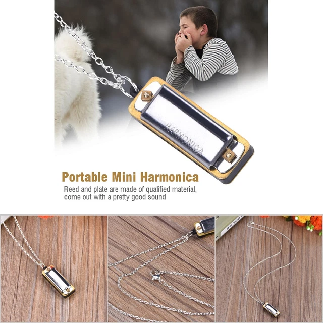 Harmonica Necklace Portable Mini Harmonica Musical Necklace Toy Working Musical