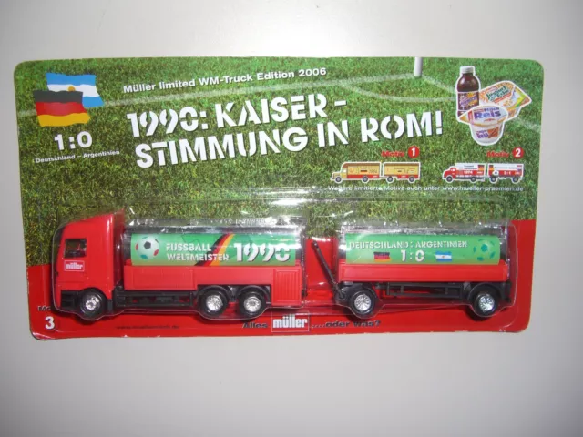 1990: Kaiser Stimmung in Rom -Müller Milch Sammler Promo Truck, Fussball WM