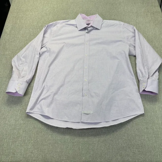 English Laundry Dress Shirt Mens 17 1 2-34/35 Purple Check Long Sleeve