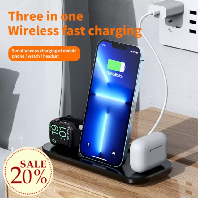 3 in 1 Fast Wireless Charger Station stand Dock For Apple Watch iPhone Airpods !