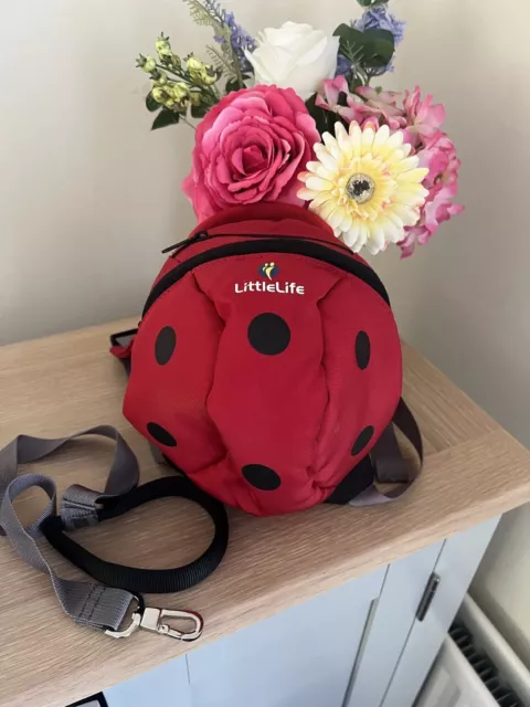 LittleLife Toddler Backpack with Child Safety Rein Ladybird Girls Boys Red Black 2