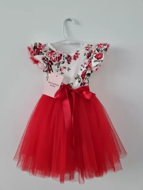 Designer Kidz Toddler Gorgeous Floral Soft Tulle Tutu Party Dress - 1 Year Old